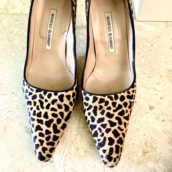 Manolo Blahnik Suede Pumps Leopard Print Sz.8.5 / 38.5 - Picture 2 of 5